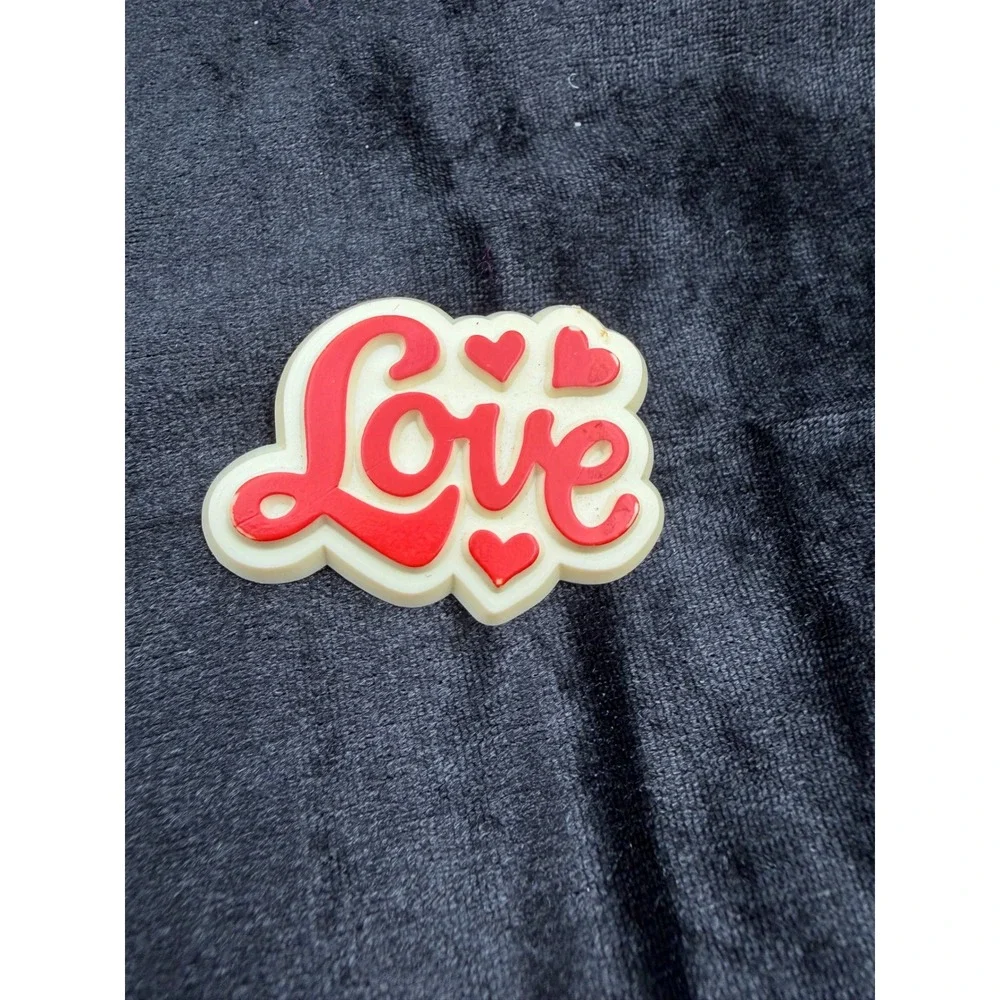 Vintage Hallmark Love Heart Plastic Pin Retro Valentine Red Cream Brooch